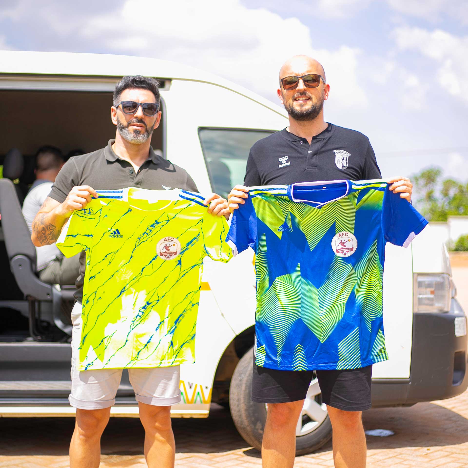 Agents in a pose with AsanSka FC Jersey